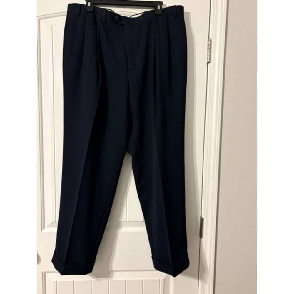 Lauren Ralph Lauren Navy Blue Cuffed Hem Pleated Dress Pants Men's 40W x 30L